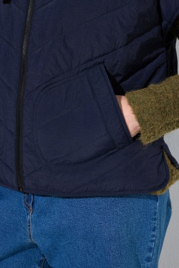 Ulla Popken 851785 Oversize prošívaná vesta s kapucí Tmavě modrá - Vesty - 