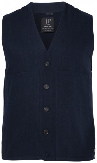 JP1880 851800 Tvídová vesta se vzorem rybí kosti Tmavě modrá - Obleky - Obleky 2XL-8XL