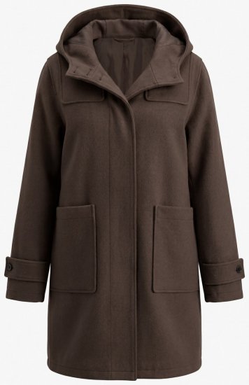 Ulla Popken 851803 Duffle coat Tmavě hnědá - Kabáty - Dámské kabáty pro plnoštíhlé