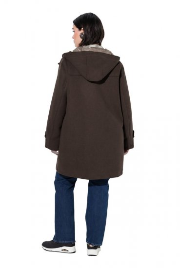 Ulla Popken 851803 Duffle coat Tmavě hnědá - Kabáty - Dámské kabáty pro plnoštíhlé