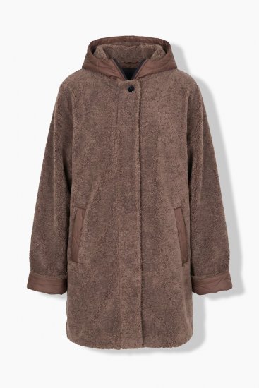 Ulla Popken 851809 Teddy bunda Světle hnědá - Bundy - Dámské bundy velkých velikostí