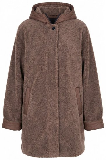 Ulla Popken 851809 Teddy bunda Světle hnědá - Bundy - Dámské bundy velkých velikostí