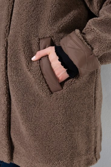 Ulla Popken 851809 Teddy bunda Světle hnědá - Bundy - Dámské bundy velkých velikostí
