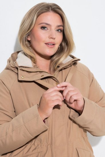 Ulla Popken 852028 Parka Béžová - Kabáty - Dámské kabáty pro plnoštíhlé