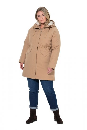 Ulla Popken 852028 Parka Béžová - Kabáty - Dámské kabáty pro plnoštíhlé