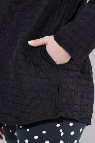 Ulla Popken 852076 Prošívaná krepová bunda se stojáčkem Černá - Bundy - Dámské bundy velkých velikostí