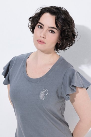 Ulla Popken 852218 Midi šaty s krátkým rukávem Šedá - Midi šaty - Midi šaty pro plnoštíhlé ženy