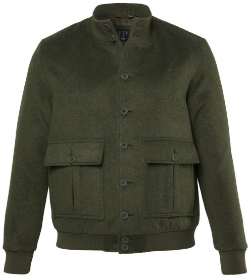 JP1880 852294 Bunda ze směsi vlny se stojáčkem Khaki zelená - Bundy - Bundy Nadměrné Velikosti - 2XL-8XL