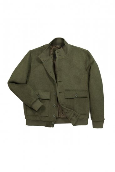 JP1880 852294 Bunda ze směsi vlny se stojáčkem Khaki zelená - Bundy - Bundy Nadměrné Velikosti - 2XL-8XL