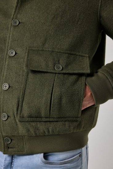 JP1880 852294 Bunda ze směsi vlny se stojáčkem Khaki zelená - Bundy - Bundy Nadměrné Velikosti - 2XL-8XL