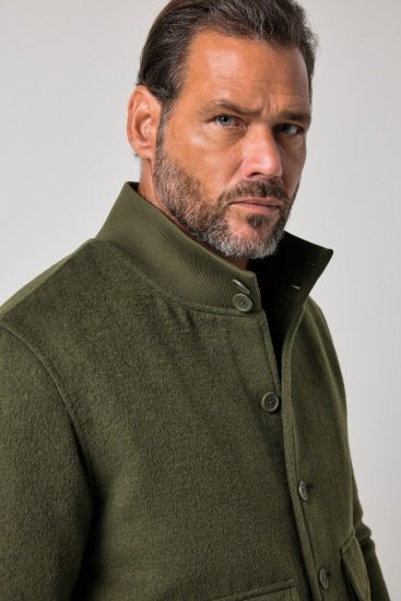 JP1880 852294 Bunda ze směsi vlny se stojáčkem Khaki zelená - Bundy - Bundy Nadměrné Velikosti - 2XL-8XL