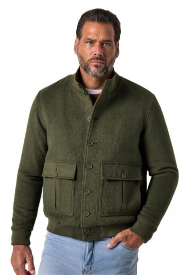 JP1880 852294 Bunda ze směsi vlny se stojáčkem Khaki zelená - Bundy - Bundy Nadměrné Velikosti - 2XL-8XL