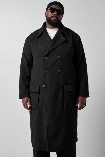 STHUGE 852519 Klasický Vlněný kabát Černá - Bundy - Bundy Nadměrné Velikosti - 2XL-8XL