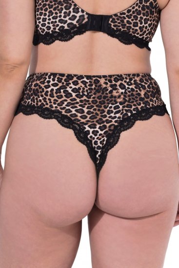 Ulla Popken 853106 Tanga kalhotky se zvířecím vzorem Černá - Kalhotky - 