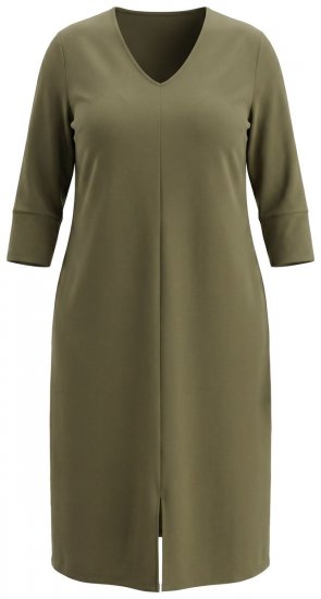 Ulla Popken 853510 Midi šaty s kapsami Khaki - Midi šaty - Midi šaty pro plnoštíhlé ženy