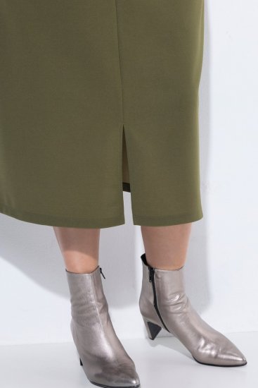 Ulla Popken 853510 Midi šaty s kapsami Khaki - Midi šaty - Midi šaty pro plnoštíhlé ženy