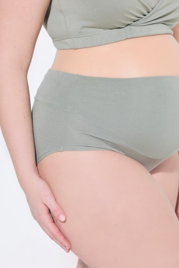 Ulla Popken 853611 Těhotenské kalhotky Šedozelená - Kalhotky - 