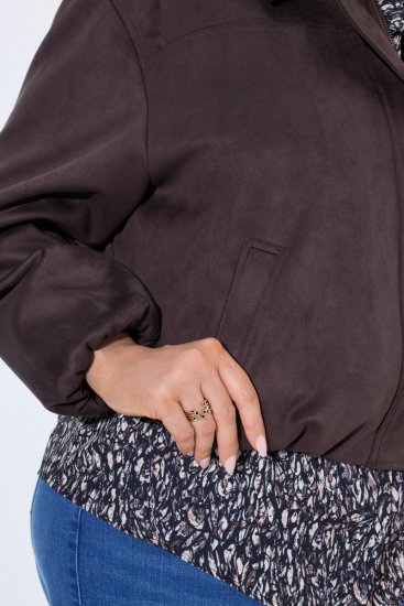 Ulla Popken 853792 Bunda z umělého semiše Hnědá - Bundy - Dámské bundy velkých velikostí