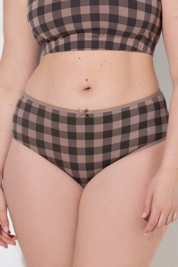 Ulla Popken 854114 Kostkované kalhotky 5 ks Taupe - Kalhotky - 