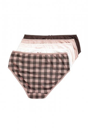Ulla Popken 854114 Kostkované kalhotky 5 ks Taupe - Kalhotky - 