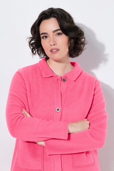 Ulla Popken 854200 Fleecová bunda Růžová - Bundy - Dámské bundy velkých velikostí