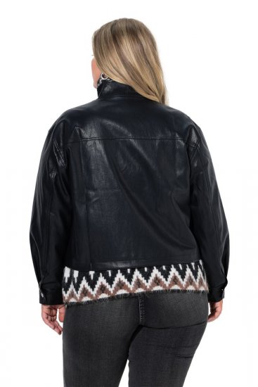 Ulla Popken 854795 Biker bunda z umělé kůže Černá - Bundy - Dámské bundy velkých velikostí