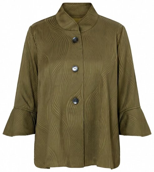 Ulla Popken 855125 Sako Khaki - Bundy - Dámské bundy velkých velikostí