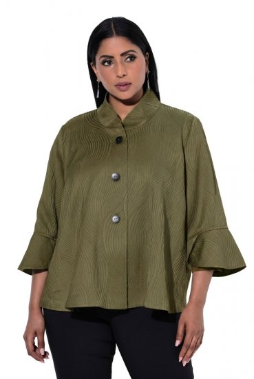Ulla Popken 855125 Sako Khaki - Bundy - Dámské bundy velkých velikostí