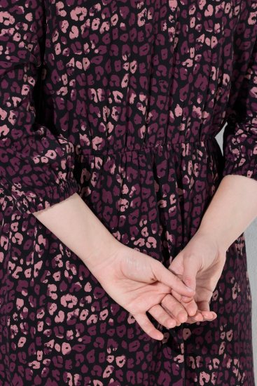 Ulla Popken 855270 Vzorované žerzejové šaty s výstřihem do V Černá - Žerzejové šaty - 