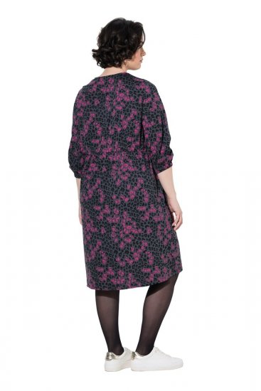 Ulla Popken 855270 Vzorované žerzejové šaty s výstřihem do V Antracitová - Žerzejové šaty - 
