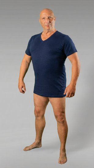 20 Nodi 9001 Short Sleeve V-Neck in Stretch Cotton Navy - Undershirts -