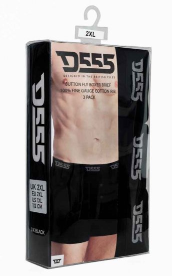 D555 Driver Boxershorts 3-pack Black - Spodní prádlo - Spodní Prádlo Nadměrné Velikosti 2XL-8XL