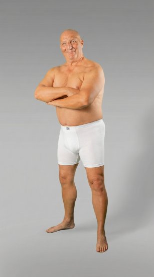 20 Nodi 938 Stretch Cotton Boxer with Embroidered Long Leg White - Boxerky - Boxerky 2XL-12XL