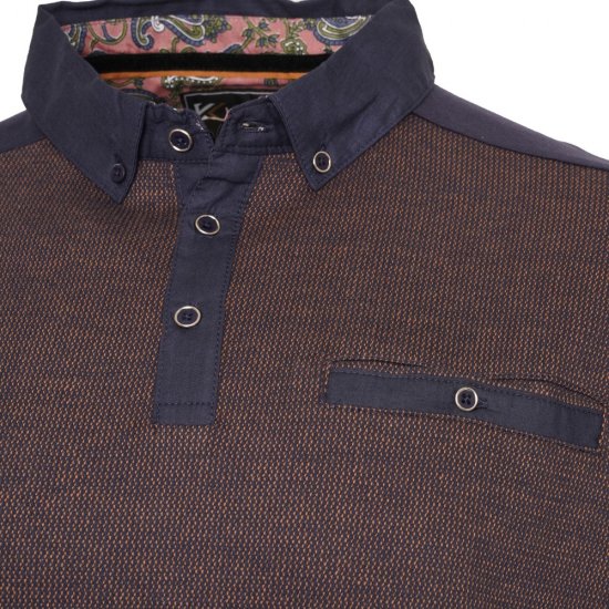 Kam Jeans 5490 Jersey Weave Contrast Polo Navy - Polokošile - Polokošile 2XL-8XL - Trička s límečkem 2XL-8XL
