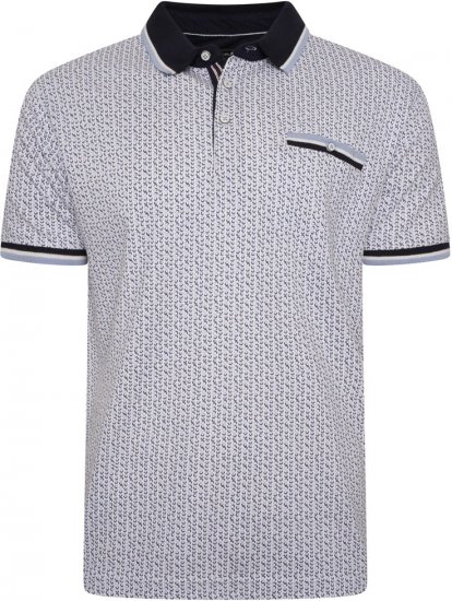 Kam Jeans 5487 Dobby Print Pique Polo White - Polokošile - Polokošile 2XL-8XL - Trička s límečkem 2XL-8XL