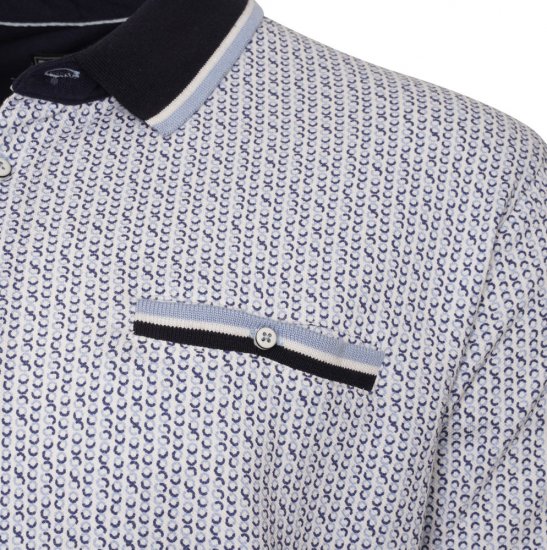 Kam Jeans 5487 Dobby Print Pique Polo White - Polokošile - Polokošile 2XL-8XL - Trička s límečkem 2XL-8XL