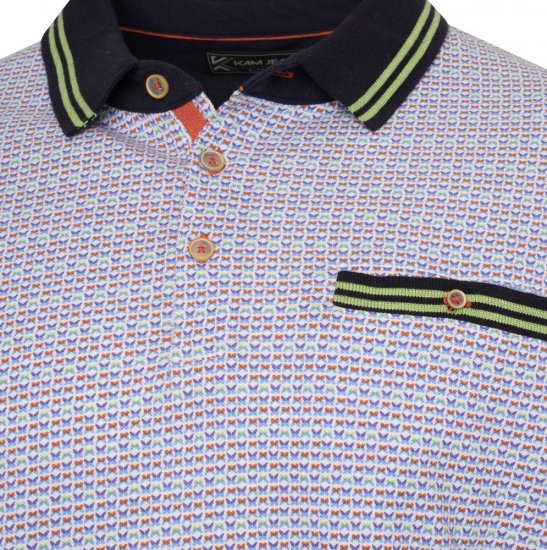 Kam Jeans 5488 Dobby Print Pique Polo Navy - Polokošile - Polokošile 2XL-8XL - Trička s límečkem 2XL-8XL