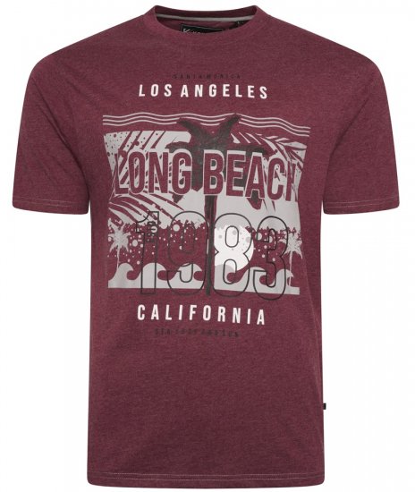 Kam Jeans 5729 Long Beach Print T-Shirt Burgundy - Trička - Trička nadměrné velikosti - 2XL-14XL