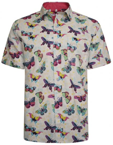 Kam Jeans 6044 Butterfly Digital Short Sleeve Print Shirt Multi-Colored - Košile - Košile 2XL-10XL
