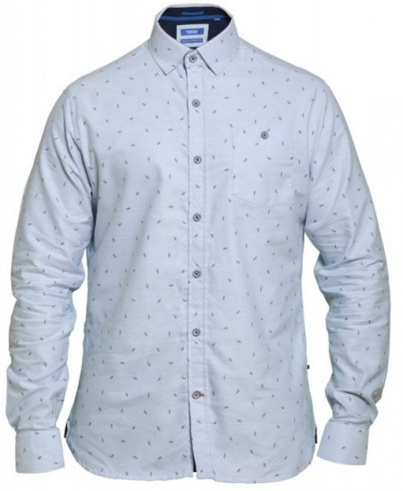 D555 Addington Printed Oxford Shirt Blue - Košile - Košile 2XL-10XL