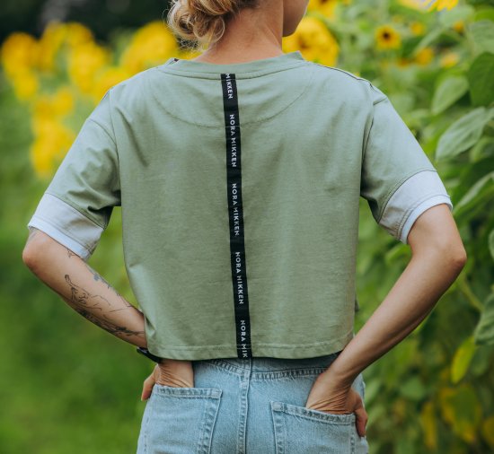 Nora Mikken AGNES Crop Top Green - Trička - 