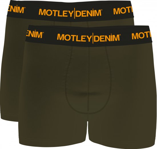 Motley Denim Amsterdam Boxershorts Dark Khaki 2-pack - Spodní prádlo - Spodní Prádlo Nadměrné Velikosti 2XL-8XL