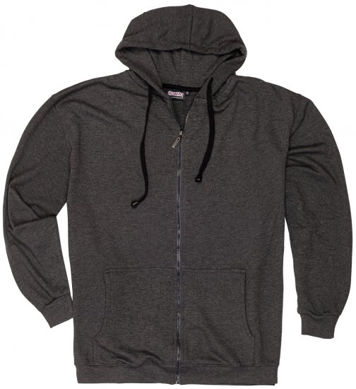 Adamo Athen Hoodie with Zipper Charcoal - Mikiny & mikiny s kapucí - Mikiny & Mikiny s kapucí 2XL-12XL