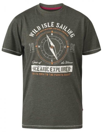D555 Atticus Oceanic Explorer Crew Neck T-Shirt Khaki - Trička - Trička nadměrné velikosti - 2XL-14XL