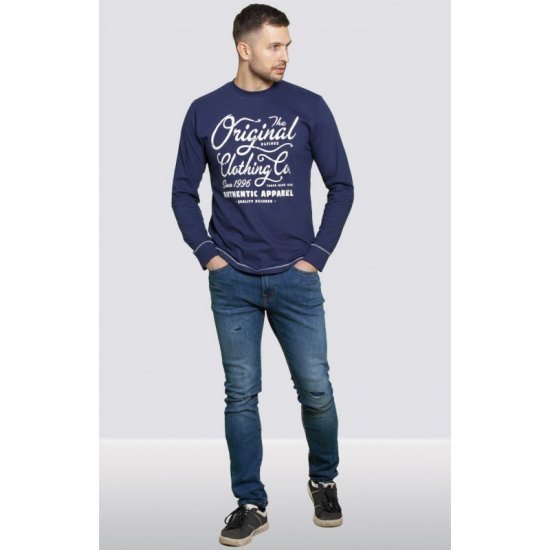 D555 Austin Long Sleeve T-shirt Navy - Trička - Trička nadměrné velikosti - 2XL-14XL