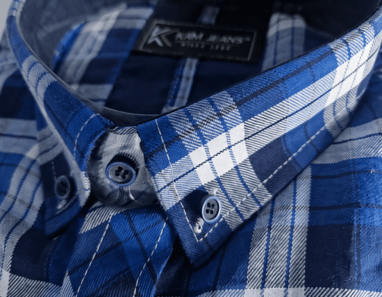 Kam Jeans 6369 Checked Short Sleeve Shirt Blue - Košile - Košile 2XL-10XL