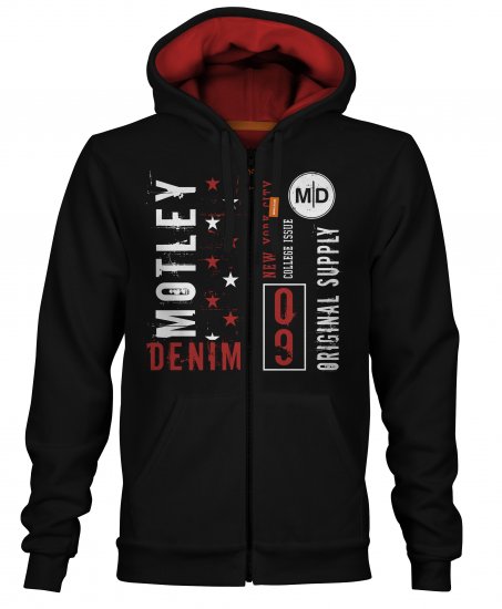 Motley Denim Bodmin Hoodie Black - Mikiny & mikiny s kapucí - Mikiny & Mikiny s kapucí 2XL-12XL
