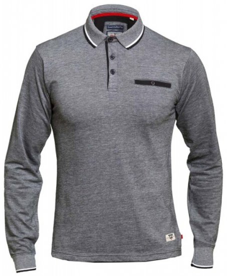 D555 Brockville Long Sleeve Polo Grey - Polokošile - Polokošile 2XL-8XL - Trička s límečkem 2XL-8XL