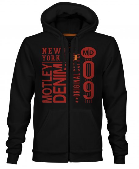 Motley Denim Camden Hoodie Black - Mikiny & mikiny s kapucí - Mikiny & Mikiny s kapucí 2XL-12XL