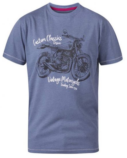 D555 Conor Motorcycle Crew Neck T-Shirt Denim Marl - Trička - Trička nadměrné velikosti - 2XL-14XL